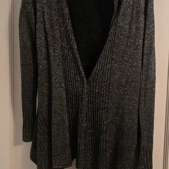 BELLDINI Black & Silver Metallic Open Cardigan Sweater SIZE L - Picture 6 of 6